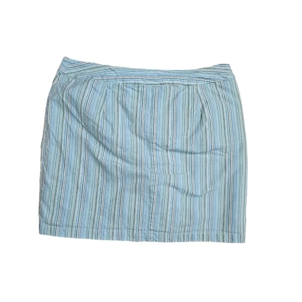 Liz Claiborne Womens Size 14 Skort Blue Green Stripe Cotton Y2K Preppy - Picture 7 of 7